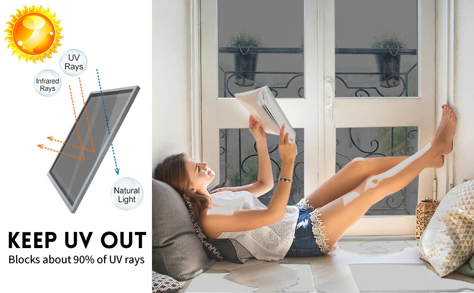 Window Film Privacy vinyl glass window One Way Daytime Privacy Static Cling Blocking Anti UV Reflective  adhesive vinyl for car