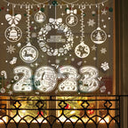 Christmas Window Stickers Set Santa Elk Snowflake Glass Cling Sticker Xmas Decor