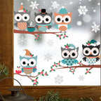 Christmas Owl On Branch Wall Stickers For Home Decor Mural Living Room Decoration Wallpaper Glass Window New Year Festival Decal