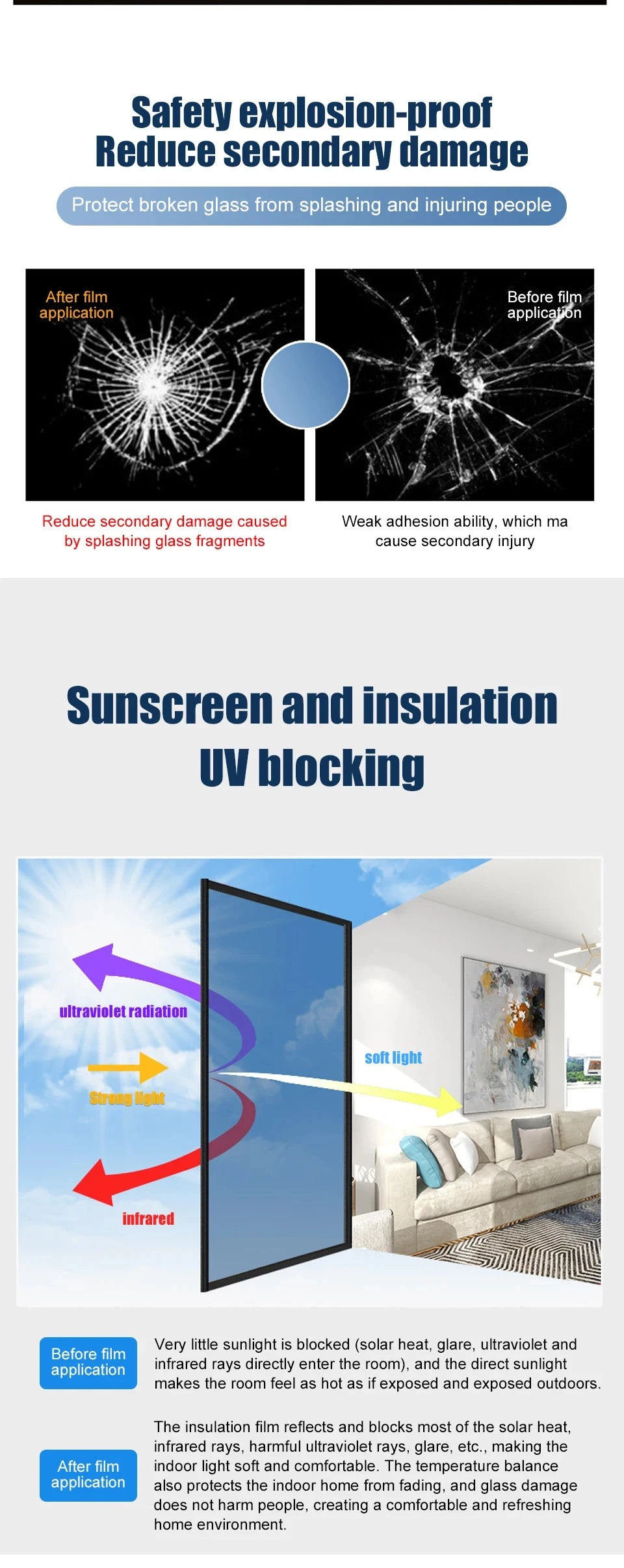 House Anti Look Window Privacy Film Adhesive Vinyl Mirror Foil One Way Car Glass Screen Tint Stickers Rolls UV Protection Tools