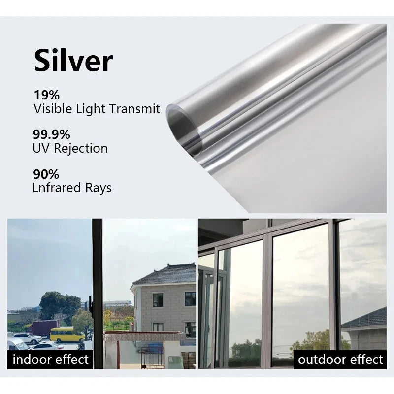 House Anti Look Window Privacy Film Adhesive Vinyl Mirror Foil One Way Car Glass Screen Tint Stickers Rolls UV Protection Tools