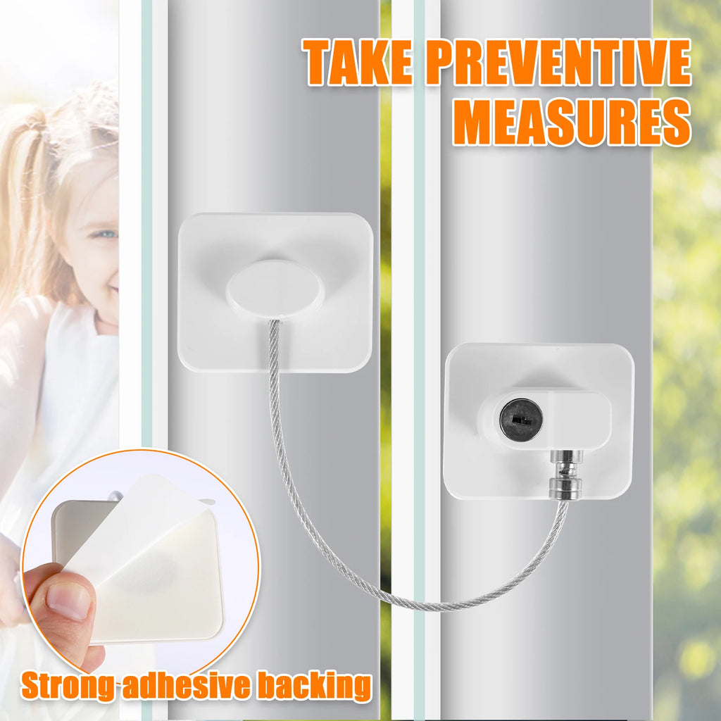 4Pcs Window Restrictor Sturdy Door Restrictor Lock Window Safety Lock Durable Childproof Security Lock with Key Baby Window Lock