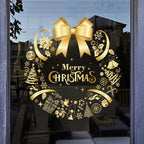 Christmas Sticker Gold PVC Double-sided Printed Static Window Sticker Family Glass Decorative Christmas Atmosphere Sticker