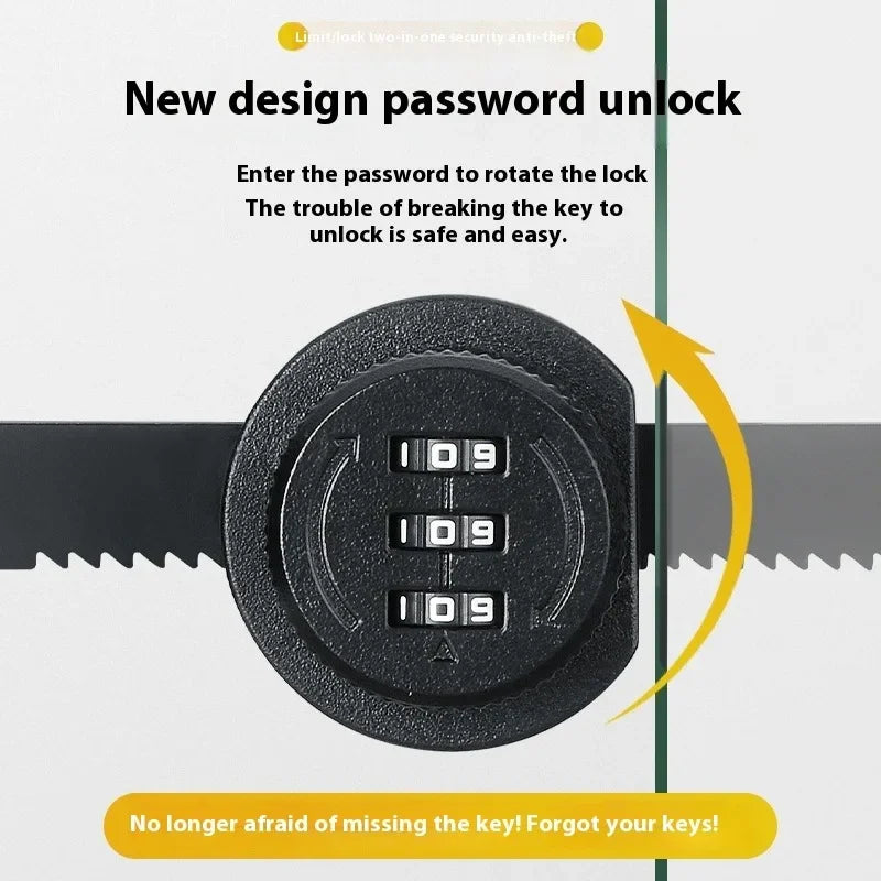 ZEXEF Glass Cabinet Password Lock Glass Sliding Door Lock Storage Display Cabinet Window Double Open Combination Lock Hardware