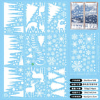 Christmas Window Stickers Blue Snowman Santa Decorative Films Reusable Snowflake Elk Ornaments Merry 2025 Happy New Year 2026