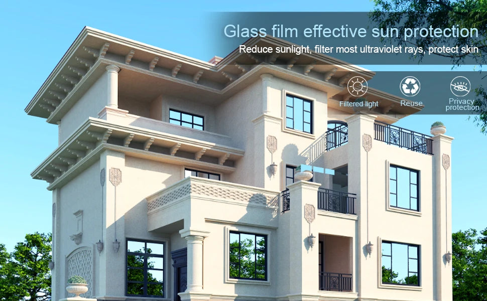 AFDB One Way Window Film, Mirror Effect Tint Glass Covering for Home Office,Reflective Heat Control Anti UV Glass Door Sticker