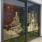 Christmas Sticker Gold PVC Double-sided Printed Static Window Sticker Family Glass Decorative Christmas Atmosphere Sticker