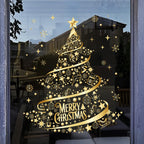 Christmas Sticker Gold PVC Double-sided Printed Static Window Sticker Family Glass Decorative Christmas Atmosphere Sticker