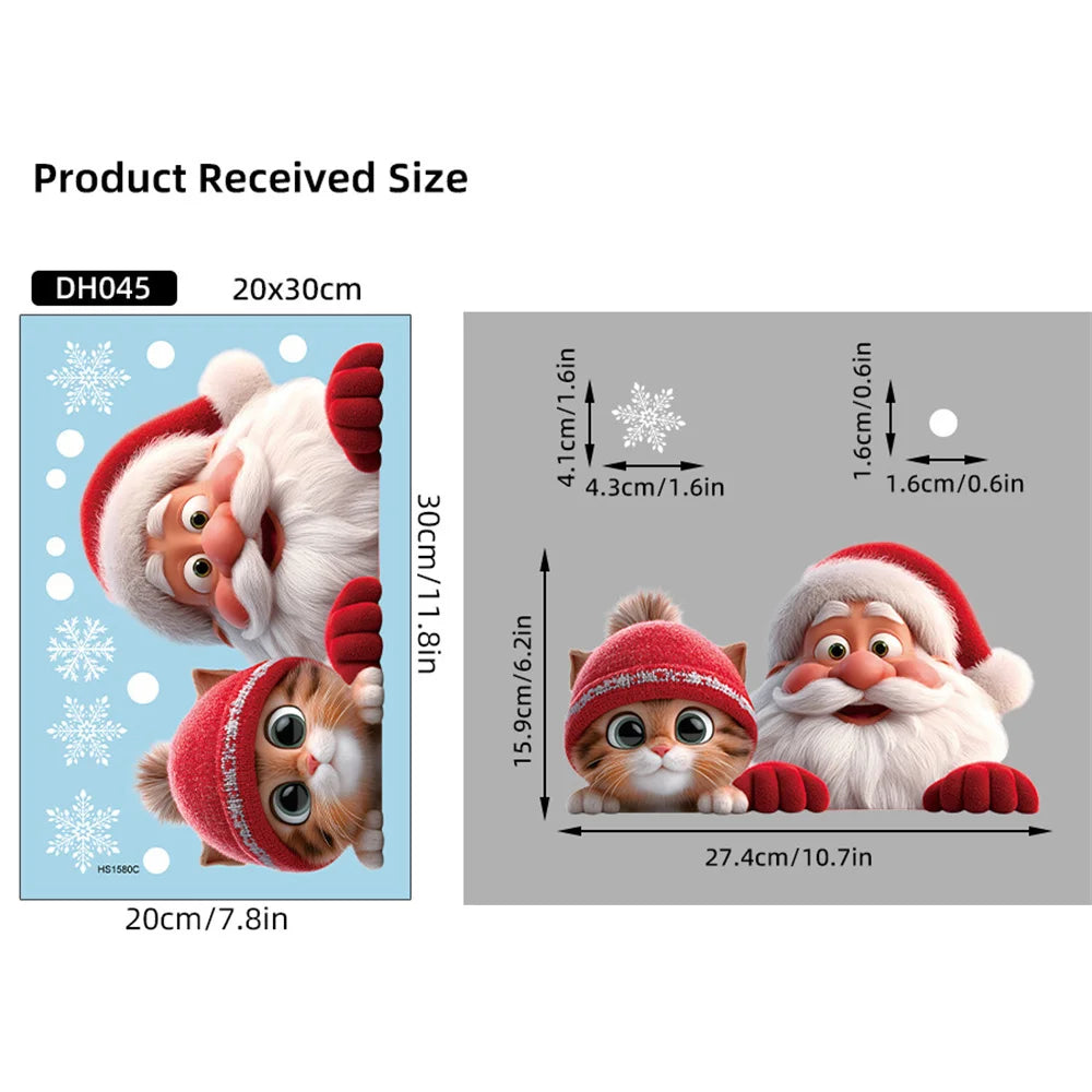 1pc Santa Claus Glass Sticker Removable Static Cling Decoration for Living Room Entrance Corridor Window Clings Decoration