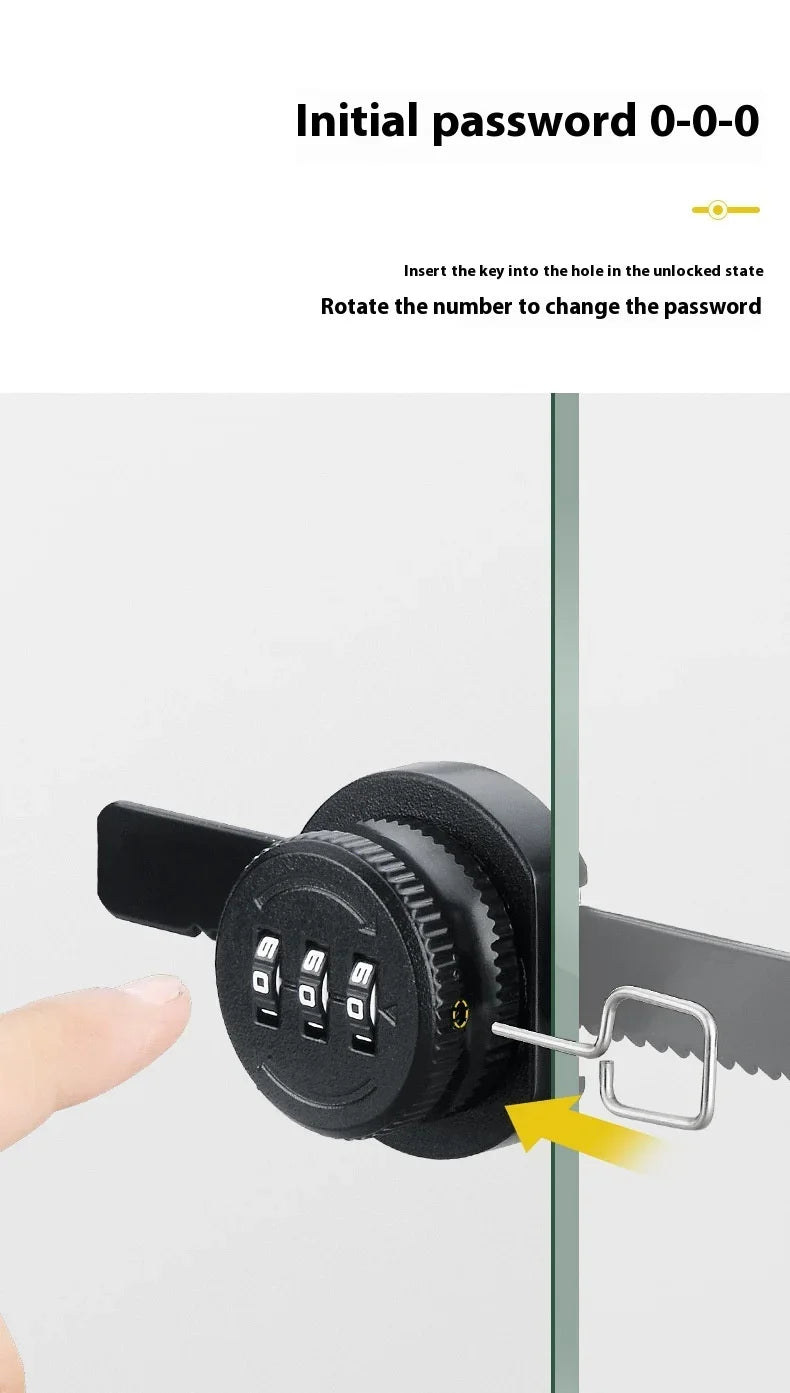 ZEXEF Glass Cabinet Password Lock Glass Sliding Door Lock Storage Display Cabinet Window Double Open Combination Lock Hardware