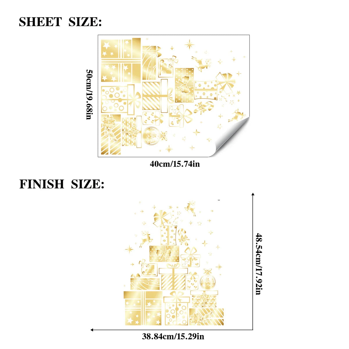 Christmas Sticker Gold PVC Double-sided Printed Static Window Sticker Family Glass Decorative Christmas Atmosphere Sticker