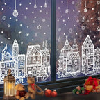 4 sheets/set Large Christmas Window Clings - Snowman & Snowflake Decals for Festive Glass Decoration,Snowy house wall stickers