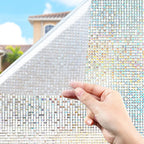 Window Privacy Film Rainbow 3D Decorative Glass Vinyl Stained Glass Decals Static Cling Window Sticker Non-Adhesive Films