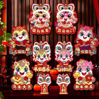 1Pair Horse Year Wall Stickers Cartoon Zodiac Horse Door Window Decorative Stickers Spring Festival Couplet Home Supplies