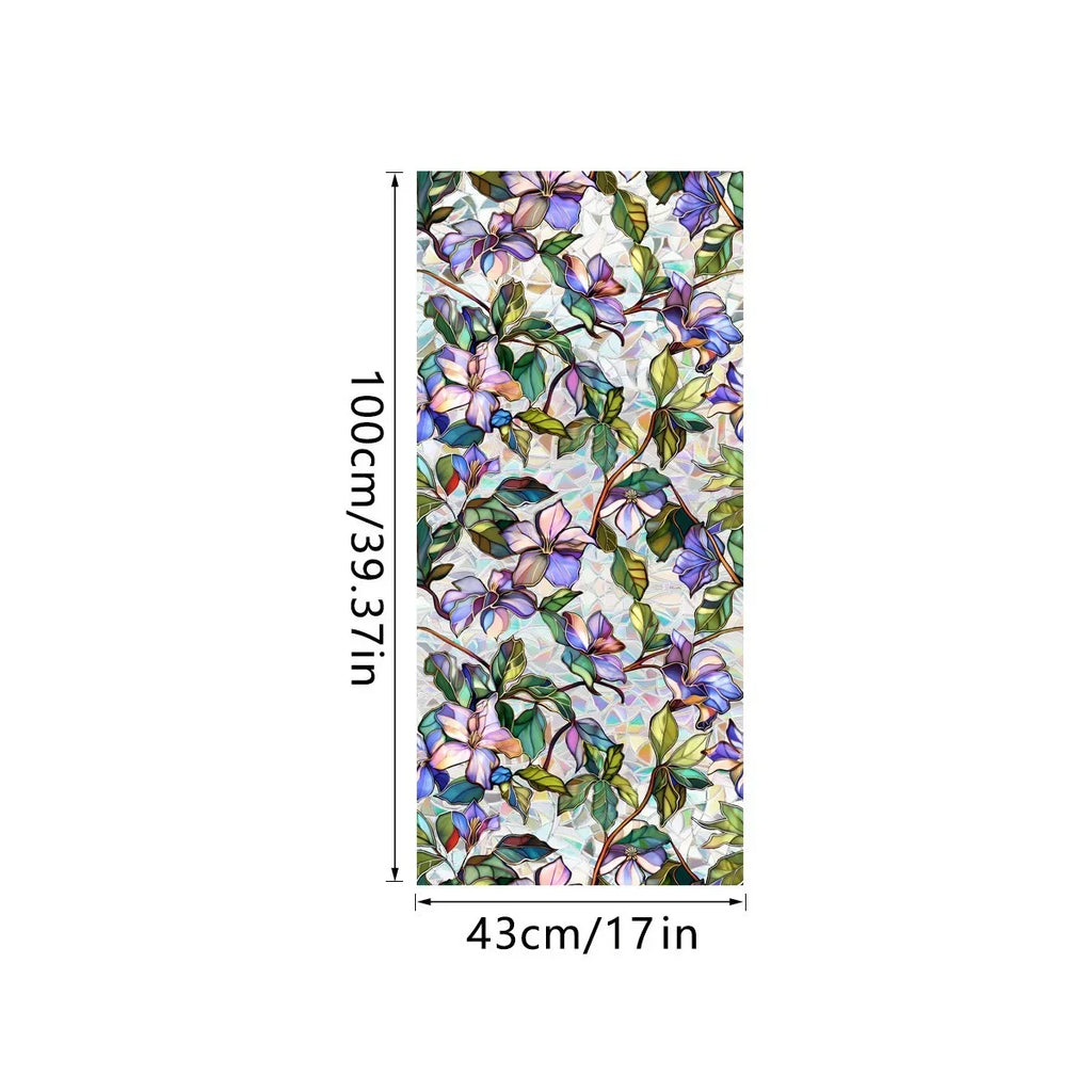 Sun Catcher Static Glass Stickers Non-Adhesive Window Sticker Decorative Privacy Flower Decal Painted Glass Rainbow Film Decors
