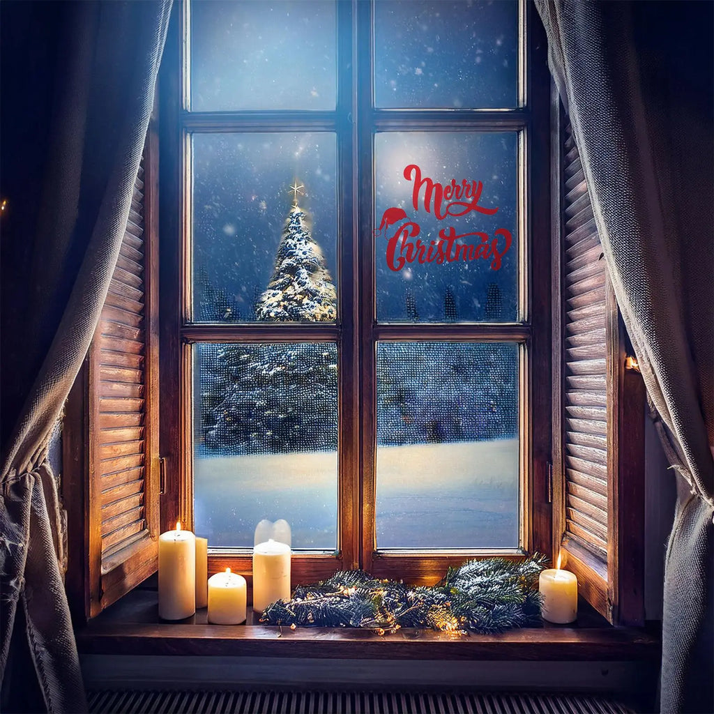 Merry Christmas Wall Stickers Showcase Window Festival Decals Santa Murals New Year Christmas Decorations for Home 20x27cm  ﻿