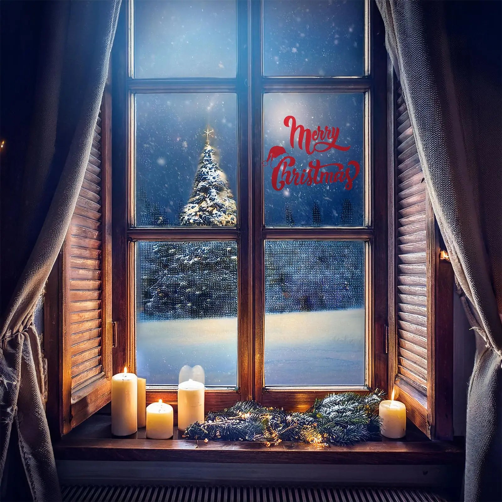 Merry Christmas Wall Stickers Showcase Window Festival Decals Santa Murals New Year Christmas Decorations for Home 20x27cm  ﻿