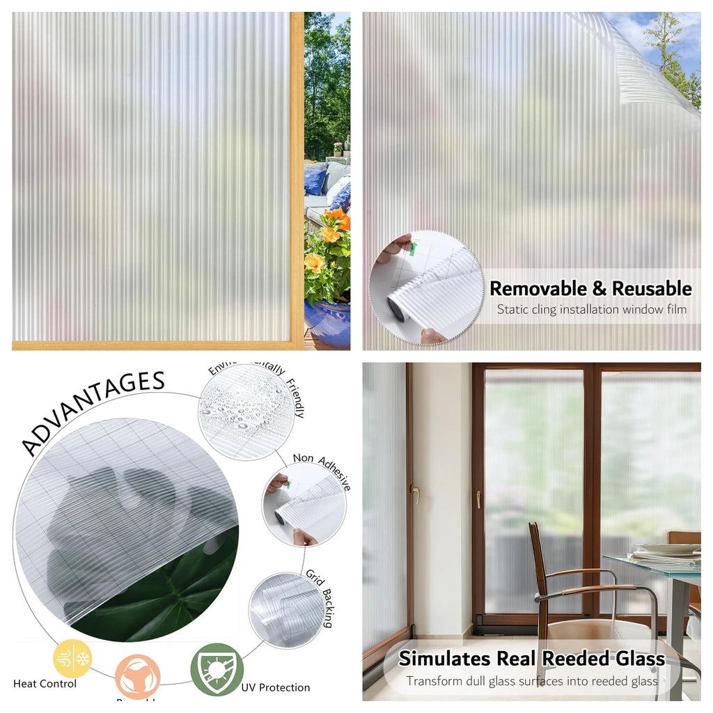 Wide 75/90 Cm Frosted Window Privacy Film, Non-Adhesive Window Glass Films, Heat Control Static Cling Removable Window Stickers