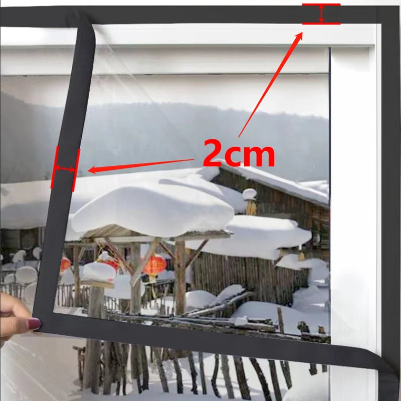 TYMF Winter Window film,Windproof Heat-insulating film,Transparent Plastic film Black edge Easy To Install and Disassemble type