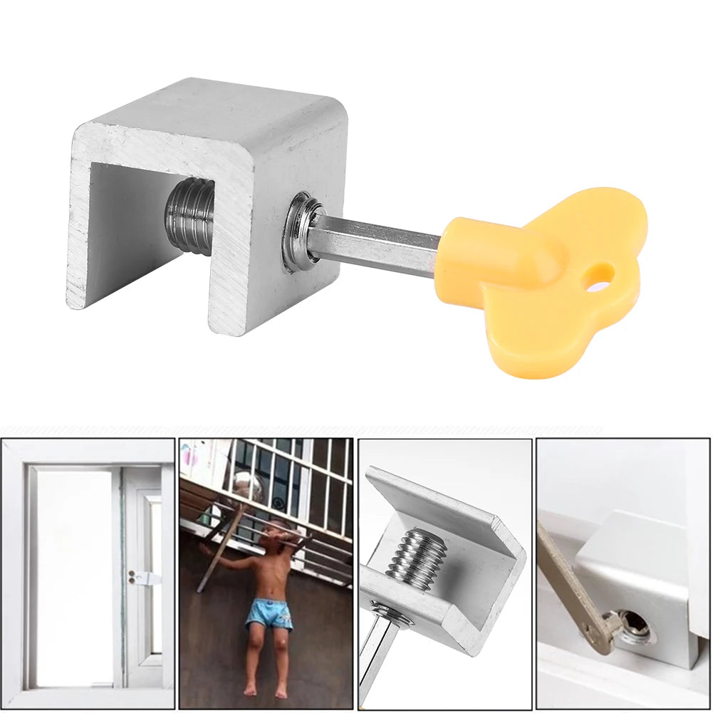 1-10pcs Adjustable Window Lock Stopper Security Anti-theft Lock with Key Portable Sliding Sash Stopper For Baby Kids Child