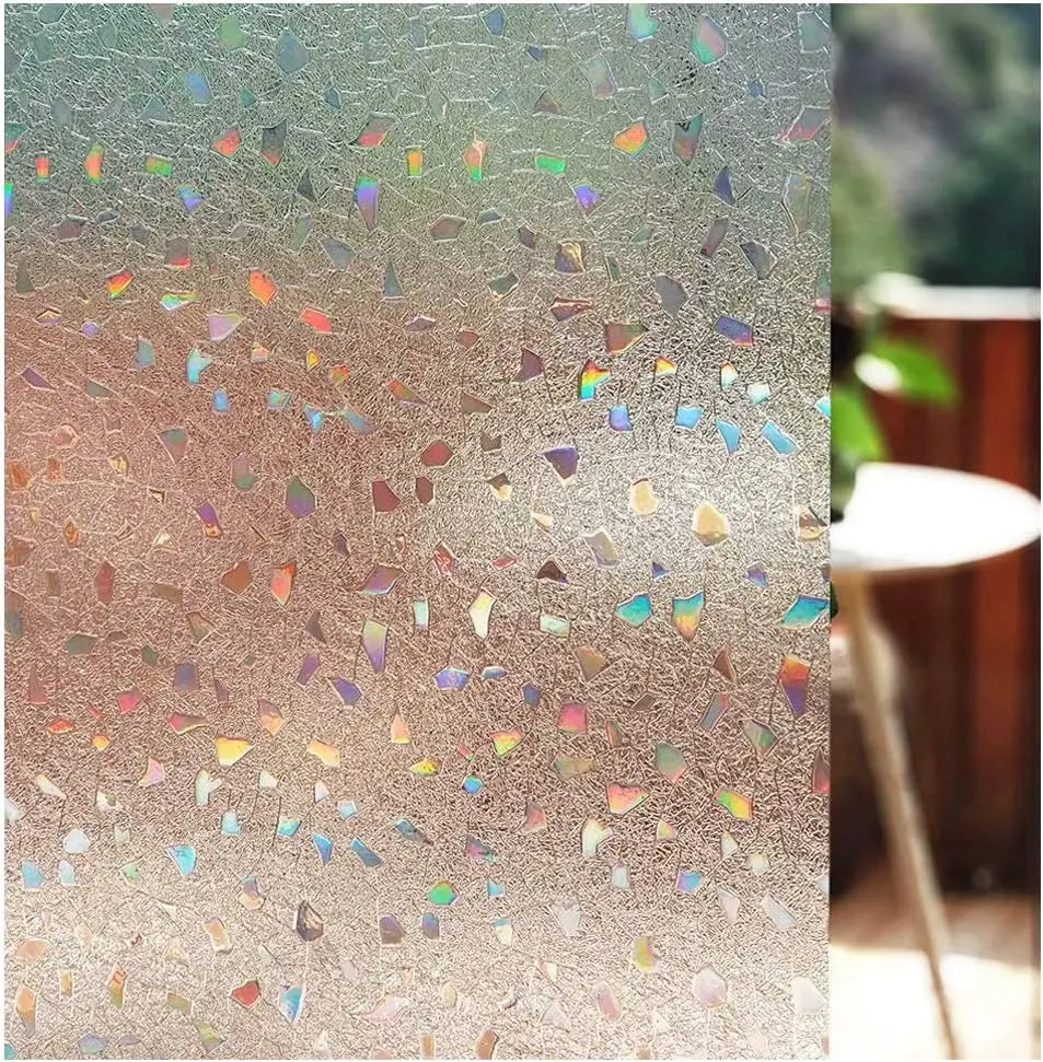 Window Privacy Film Rainbow 3D Decorative Glass Vinyl Stained Glass Decals Static Cling Window Sticker Non-Adhesive Films