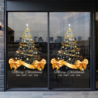 Christmas Window Decals 25.59x17.72 Inch Decal Pvc Double-Sided Golden Christmas Tree Window Sticker for Home Window Wall Decor