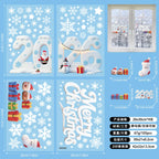 Christmas Window Stickers Blue Snowman Santa Decorative Films Reusable Snowflake Elk Ornaments Merry 2025 Happy New Year 2026