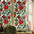 Sun Catcher Static Glass Stickers Non-Adhesive Window Sticker Decorative Privacy Flower Decal Painted Glass Rainbow Film Decors