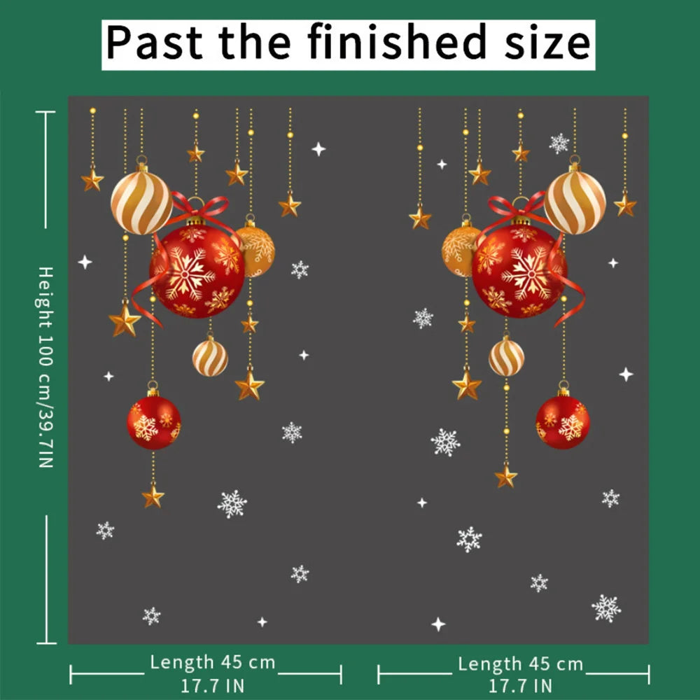 Christmas stickers, festive atmosphere decoration, colorful balls, stars, snowflakes, stickers, decorative glass window stickers