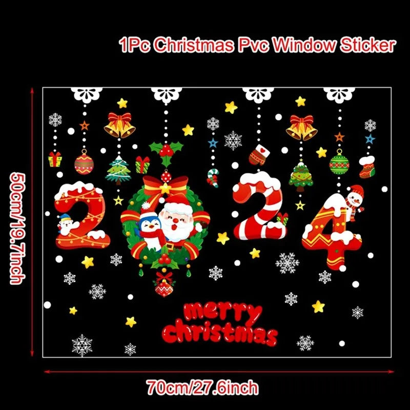 Christmas Window Stickers Christmas Wall Sticker Room Wall Decals Merry Christmas Decors 2024 For Home New Year Stickers 2025