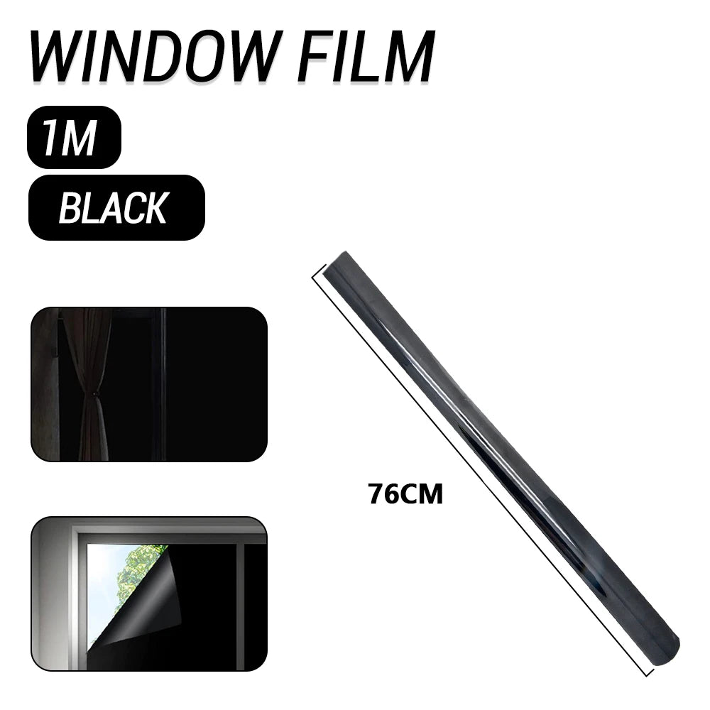 76/90cm Blackout Window Film Privacy: 100% Total Light Blocking Self-Adhesive Black Window Film for Glass Window for Baby Nurser