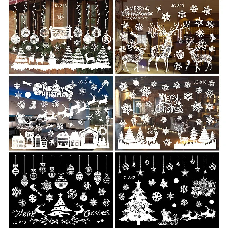 Christmas Window Stickers Christmas Wall Sticker Room Wall Decals Merry Christmas Decors 2024 For Home New Year Stickers 2025