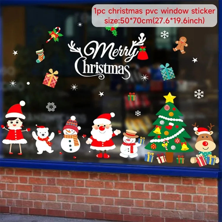 Christmas Window Stickers Christmas Wall Sticker Room Wall Decals Merry Christmas Decors 2024 For Home New Year Stickers 2025