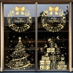 Christmas Sticker Gold PVC Double-sided Printed Static Window Sticker Family Glass Decorative Christmas Atmosphere Sticker