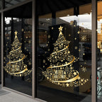 Christmas Sticker Gold PVC Double-sided Printed Static Window Sticker Family Glass Decorative Christmas Atmosphere Sticker