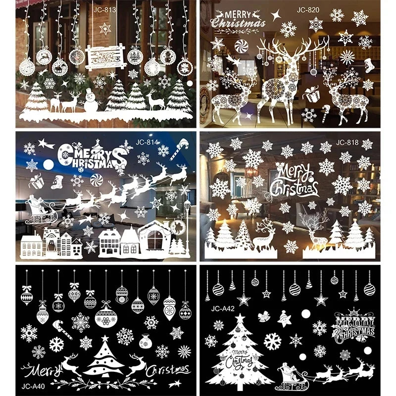 Christmas Window Stickers Christmas Wall Sticker Room Wall Decals Merry Christmas Decors 2024 For Home New Year Stickers 2025