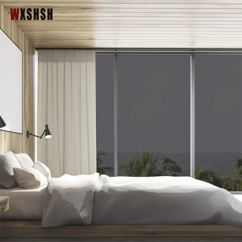 Window Privacy Film One Way Daytime Privacy Static Cling Sun Blocking Anti UV Reflective Window  for Home and OfficeBlack Silver