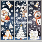 Christmas Window Stickers Blue Snowman Santa Decorative Films Reusable Snowflake Elk Ornaments Merry 2025 Happy New Year 2026