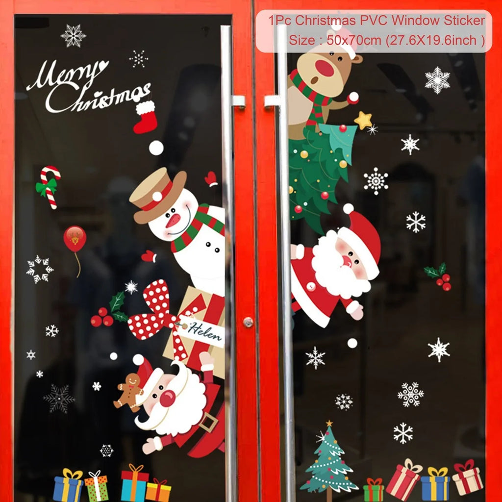 Christmas Window Stickers Christmas Wall Sticker Room Wall Decals Merry Christmas Decors 2024 For Home New Year Stickers 2025