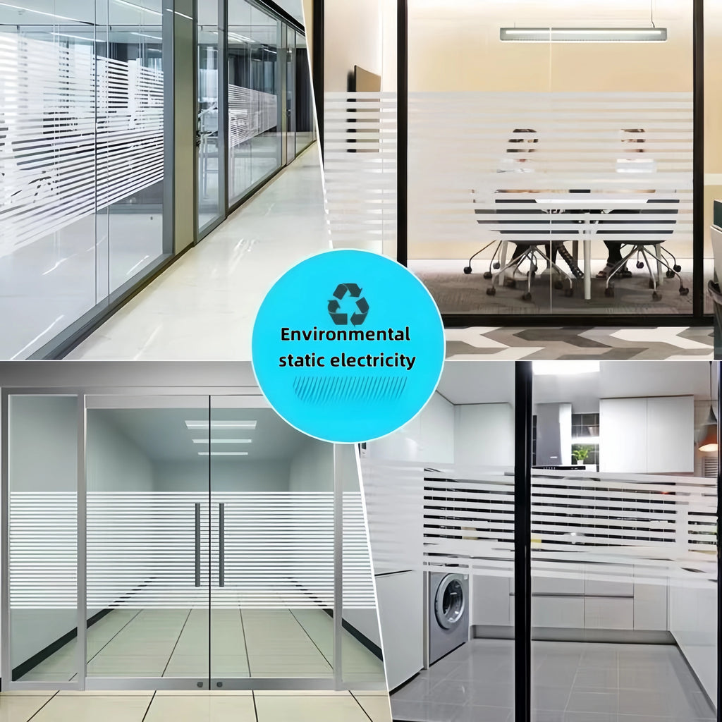 Horizontal Stripesd Glass Window Film Privacy Frosted Glass Window Sticker Translucent Opaque Sticker Suitable for Kitchen Offices and Other Scenes