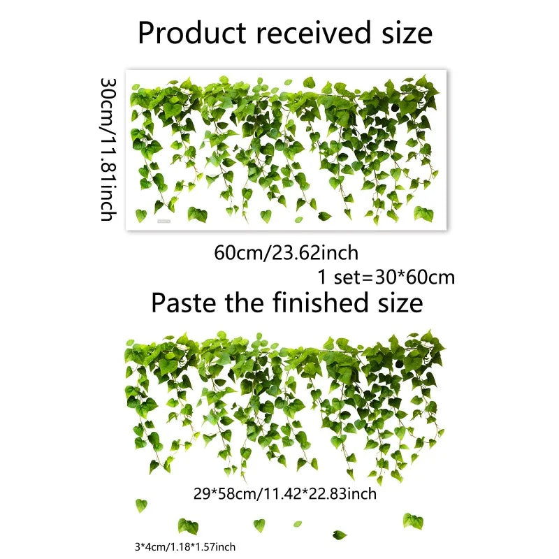 Green Fresh Vine Leaf PVC Night Light Sticker Double Sided Window Glass home wall Decoration sticker Electrostatic Cling DJ3082