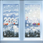 Christmas Window Stickers Blue Snowman Santa Decorative Films Reusable Snowflake Elk Ornaments Merry 2025 Happy New Year 2026