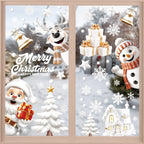 Christmas Window Stickers Blue Snowman Santa Decorative Films Reusable Snowflake Elk Ornaments Merry 2025 Happy New Year 2026