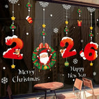 1pc 2026 Christmas Window Stickers Santa Claus Snowflake Pattern Christmas Decal New Year Gift Xmas Party Decorations Navidad