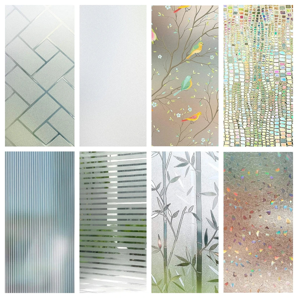 Window Privacy Film Rainbow 3D Decorative Glass Vinyl Stained Glass Decals Static Cling Window Sticker Non-Adhesive Films