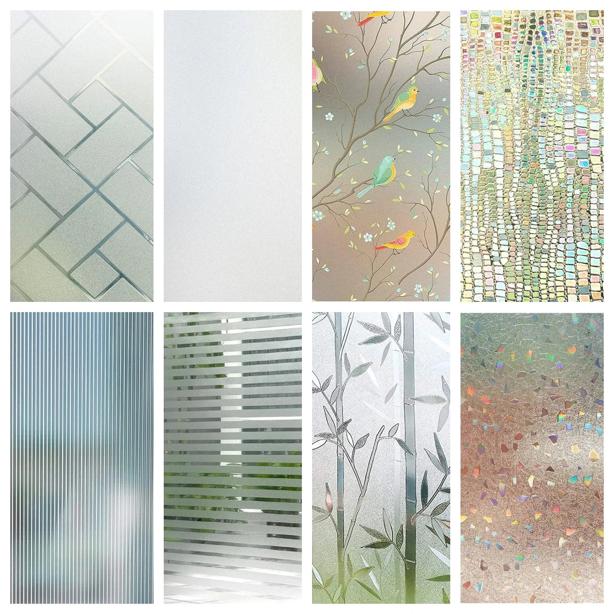 Window Privacy Film Rainbow 3D Decorative Glass Vinyl Stained Glass Decals Static Cling Window Sticker Non-Adhesive Films