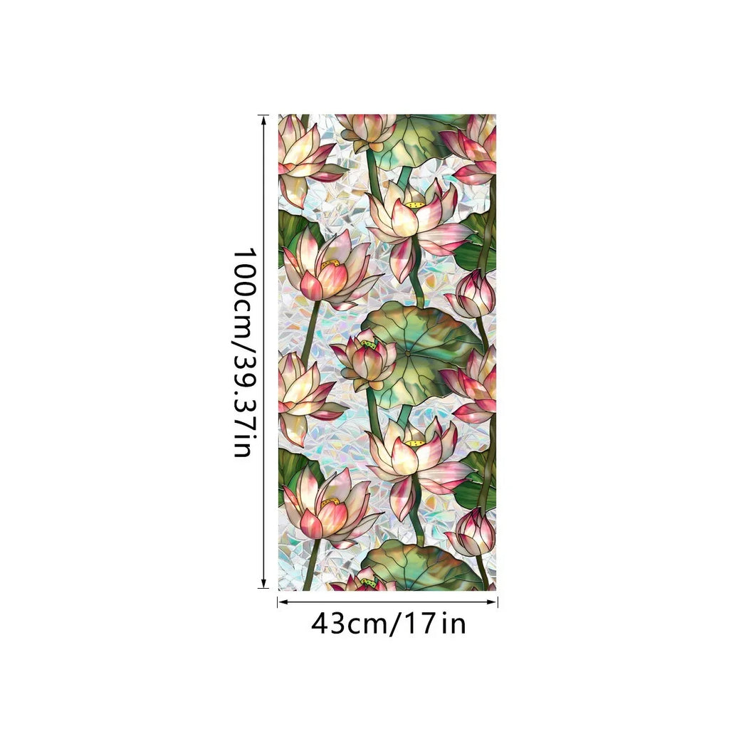 Sun Catcher Static Glass Stickers Non-Adhesive Window Sticker Decorative Privacy Flower Decal Painted Glass Rainbow Film Decors