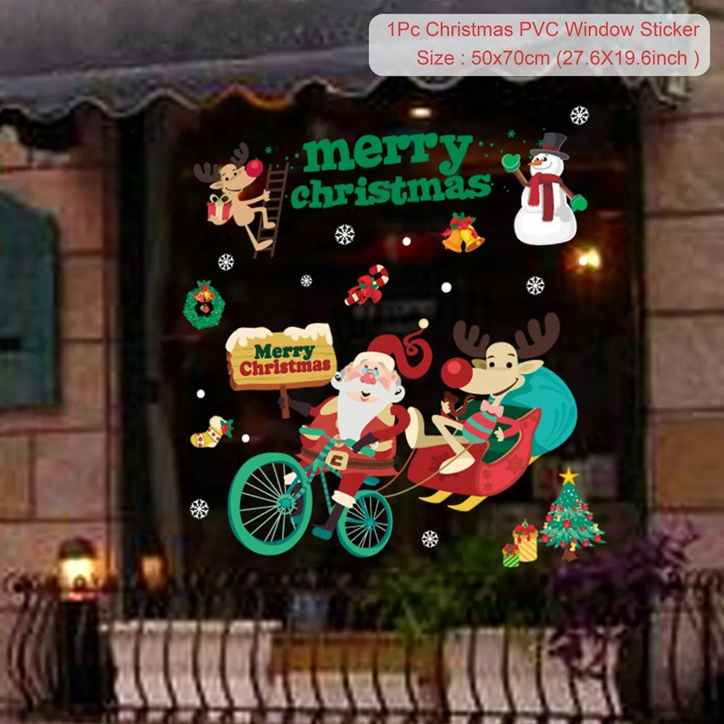 Christmas Window Stickers Christmas Wall Sticker Room Wall Decals Merry Christmas Decors 2024 For Home New Year Stickers 2025