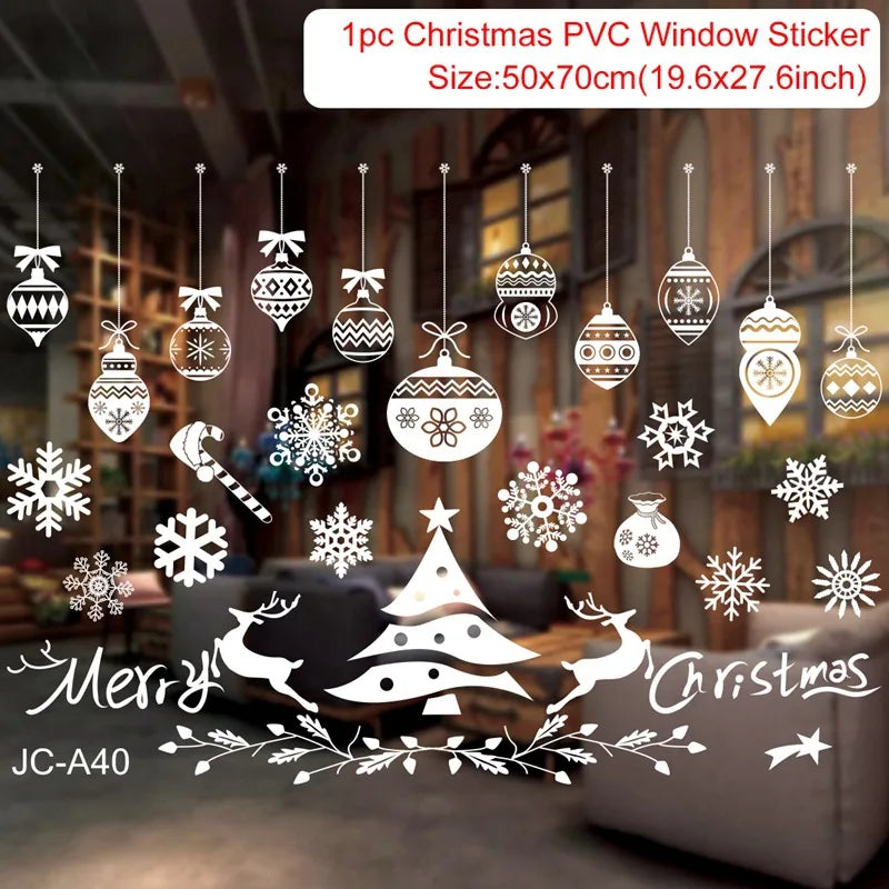 Christmas Window Stickers Christmas Wall Sticker Room Wall Decals Merry Christmas Decors 2024 For Home New Year Stickers 2025