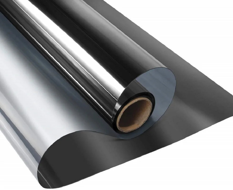 Window Privacy Film One Way Daytime Privacy Static Cling Sun Blocking Anti UV Reflective Window  for Home and OfficeBlack Silver